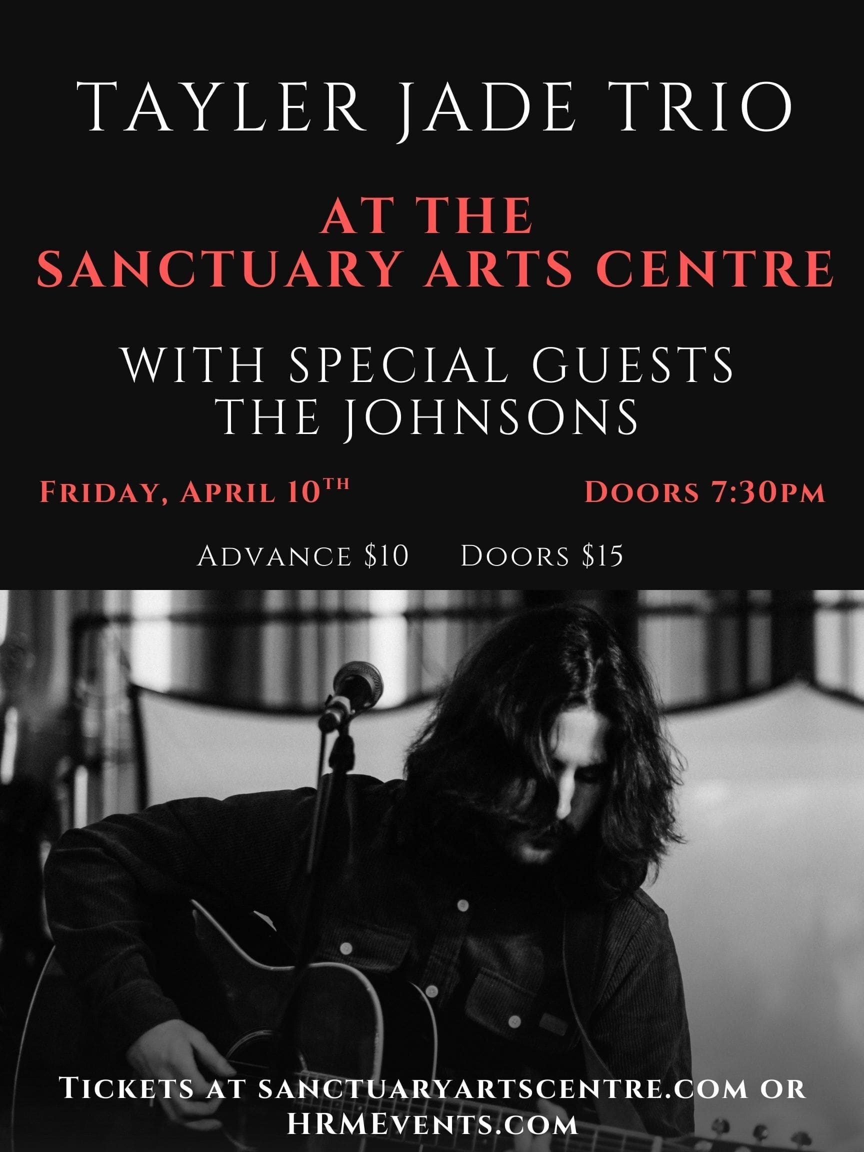 Experience Tayler Jade Trio & The Johnsons live April 10 at The Sanctuary Arts Centre. Intimate folk-roots show in Dartmouth—grab tickets now!